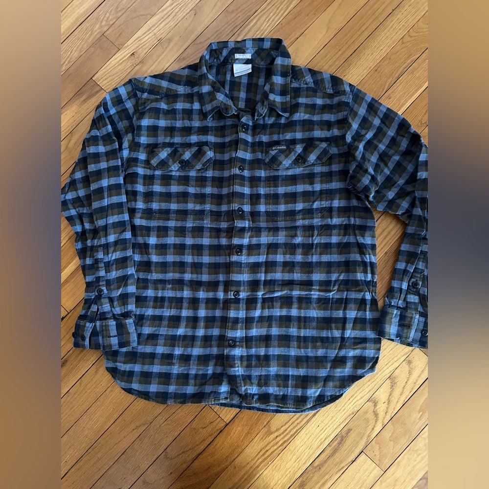 Columbia Men’s XL Omni-Wick Cotton Flannel Button Down Shirt! Blue